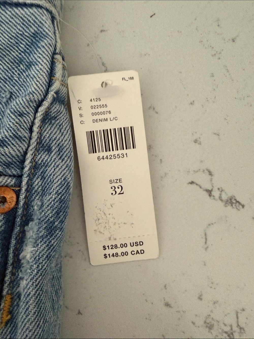 Agolde Light Blue High-Rise Frayed Hem Denim Shorts - Picture 2 of 3